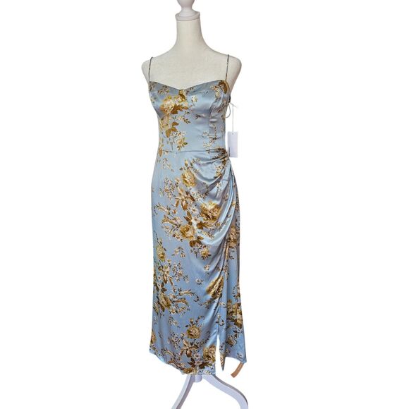 NWT Reformation 100% Silk Size 6 Marguerite Dress Heavenly Blue Floral - Picture 1 of 10